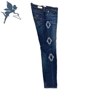AG Stilt Cigarette Leg Jeans With Side Aztec Embroidery